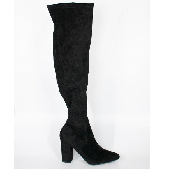 Wild Pair Shoes - Wild Pair Women's Black Cushioned Over-The-Knee Dress‎ Heeled Boots